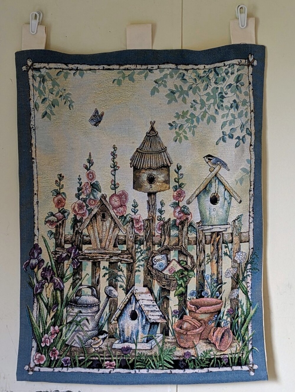 Birdhouse Garden Wall Tapestry Cottagecore Grandmacore